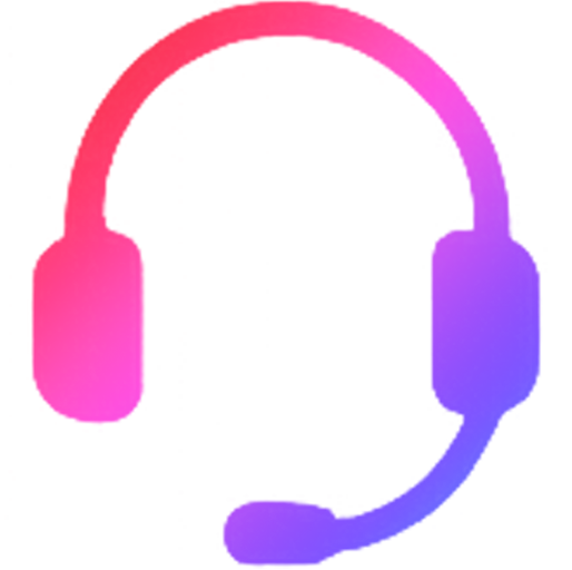 Weißes Symbol einer unterstützenden Hand auf einem Farbverlauf von Rot über Pink und Lila bis Blau.